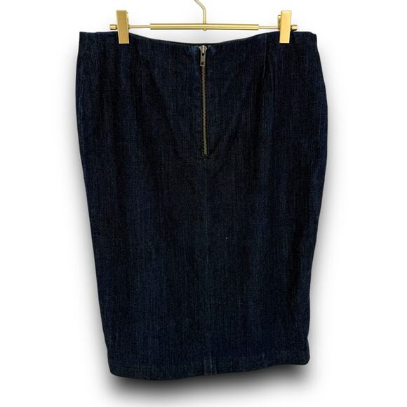 Y2K Vintage Gap Dark Wash Denim Midi Pencil Skirt, Size 10 Casual Normcore - Picture 2 of 7